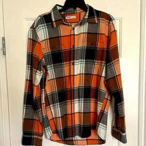 Medium Men’s Orange and White Flannel